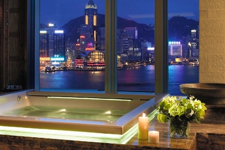 bathtub overlooking the city at The Peninsula Hong Kong