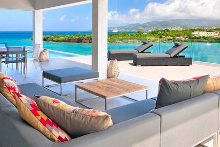 Outdoor living area at Laluna Villas, Grenada